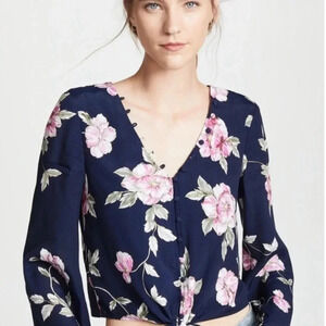 Cupcakes & Cashmere Floral Jerome Bell Sleeve Blouse Size Small